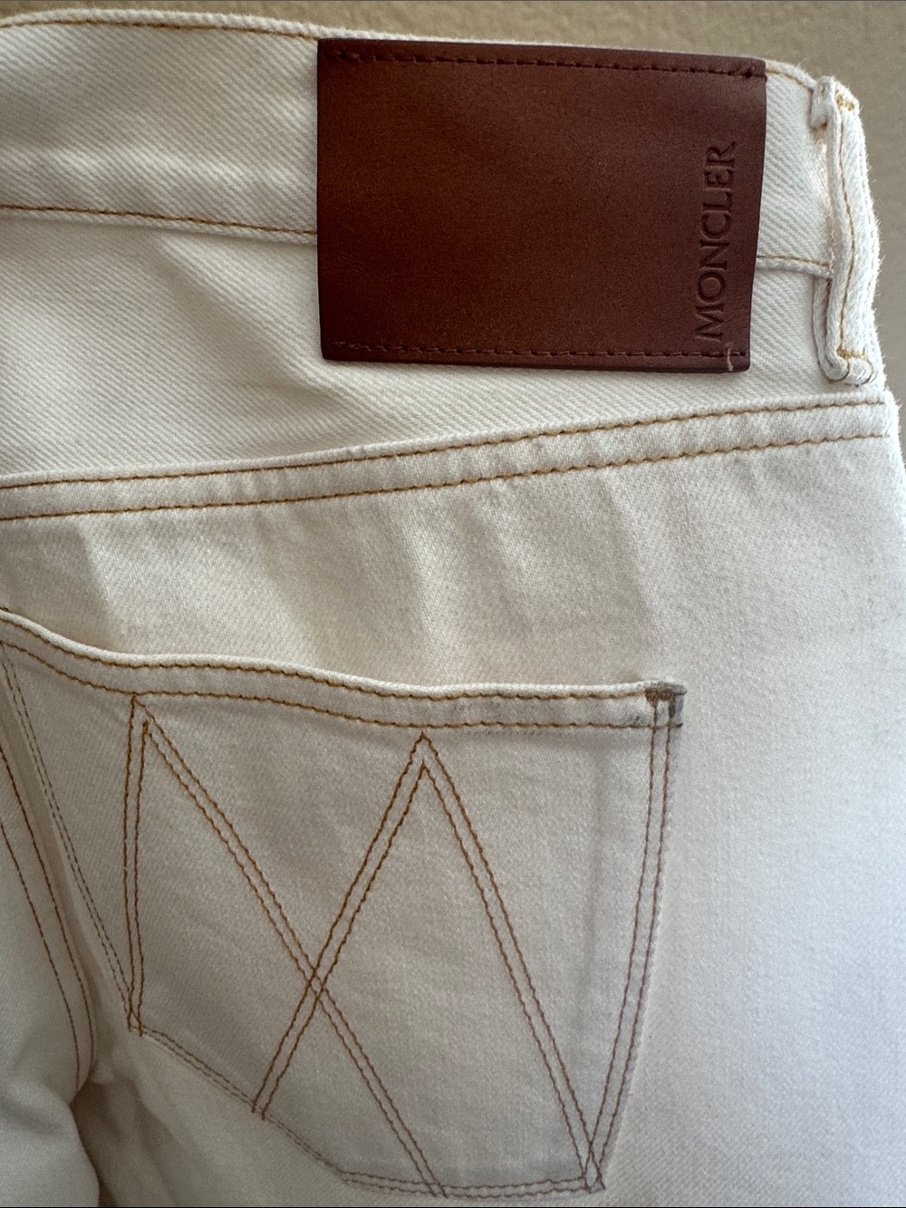Moncler Cream Jeans with Contrast Stitching